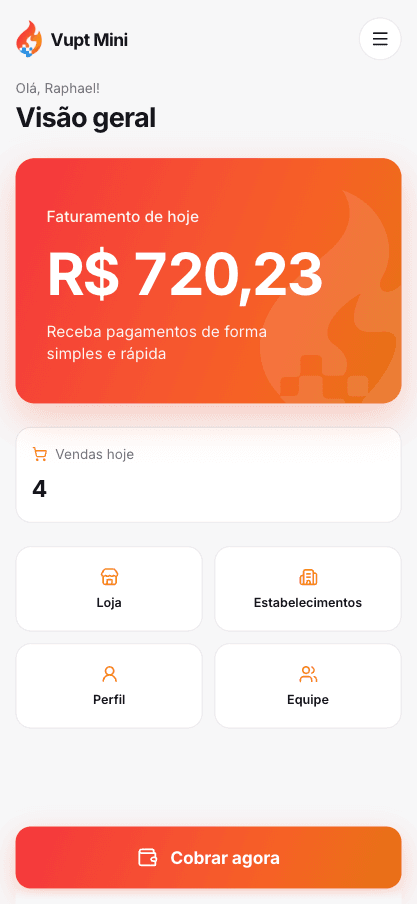 Dashboard do Vupt Mini